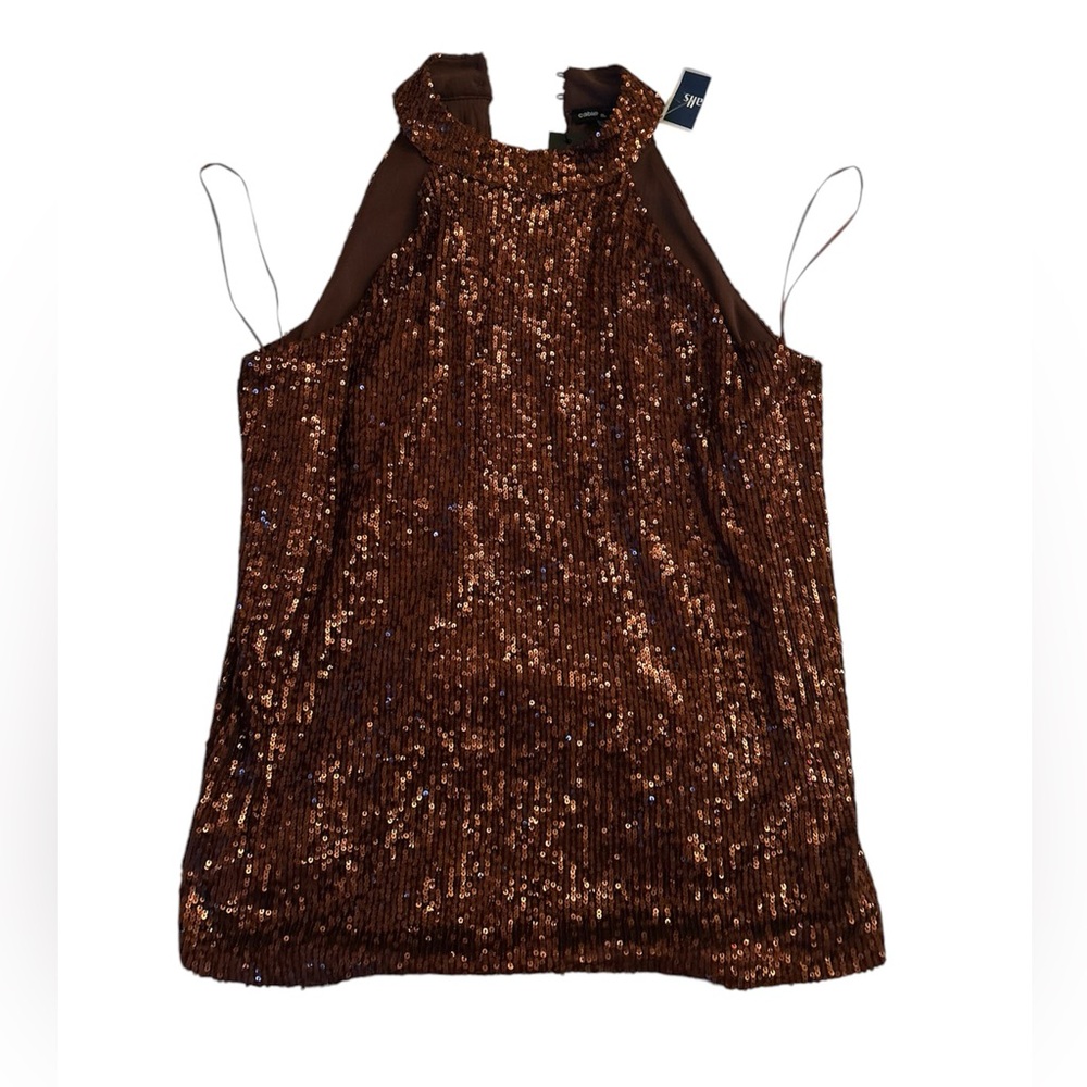 Brown Sparkly Cable and Guage shirt size S